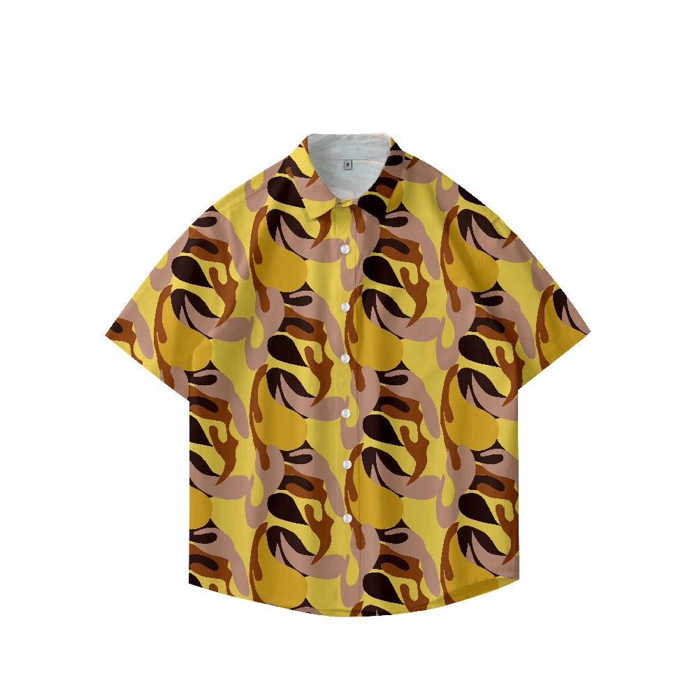 Summer 3D Printed Short Sleeve Flower Shirt Men'S Vintage Hawaiian Beach Casual Loose Men'S Large Size Shirt