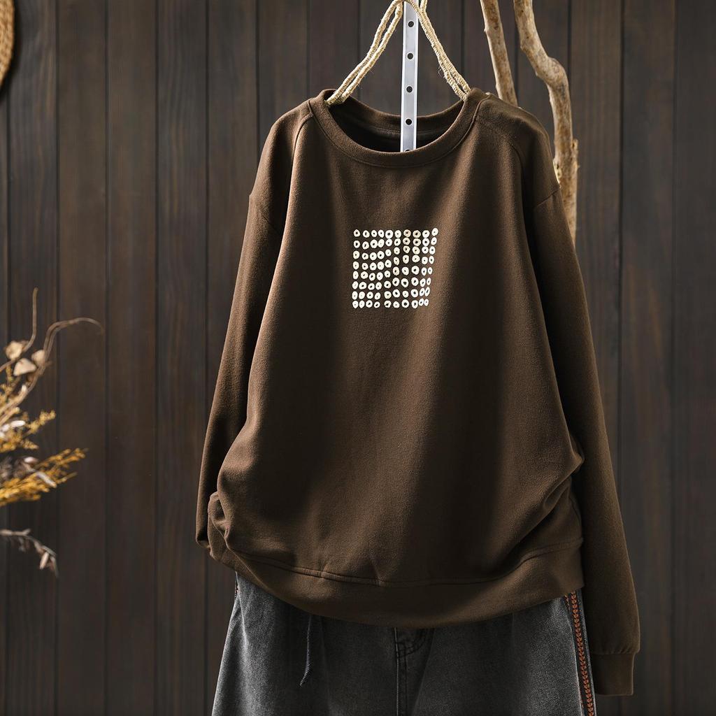 2025 Versatile Round Neck Fleece Pullover Hoodie