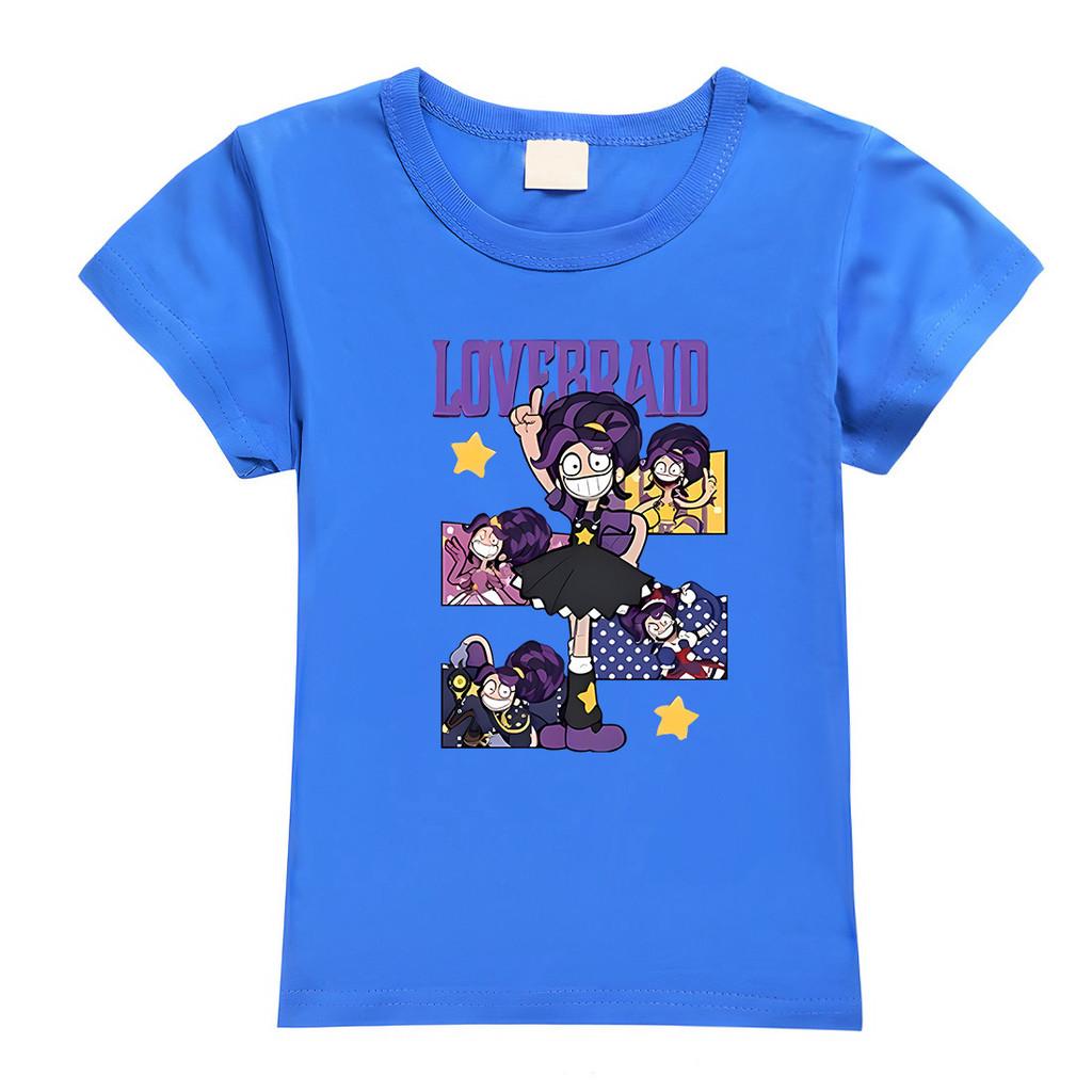 4143 Kids Girls Lily Lovebraids Print Short Sleeves Cotton T-Shirt