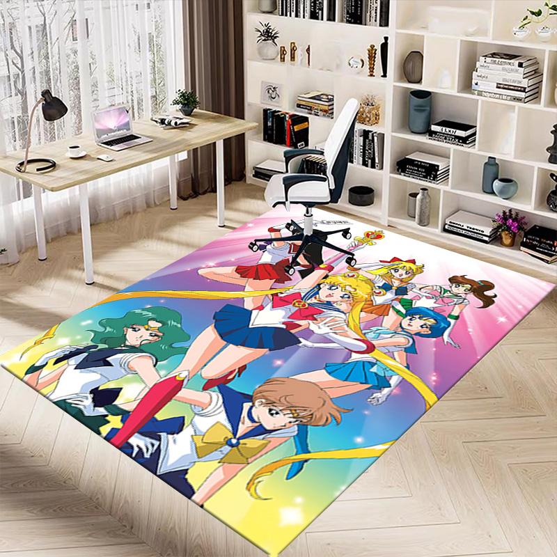 Sailor Moon Teamup Carpet For Playroom Bedroom Living Room Sofa Home Decorkids Game Area Rug Nonslip Floor Mat