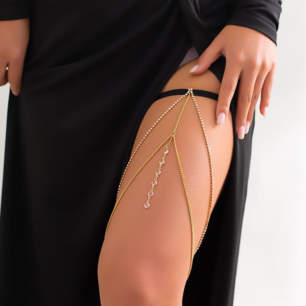 European and American Rhinestone & Imitation Pearl Beach Leg Chain - Sweet & Cool Casual Style for Women