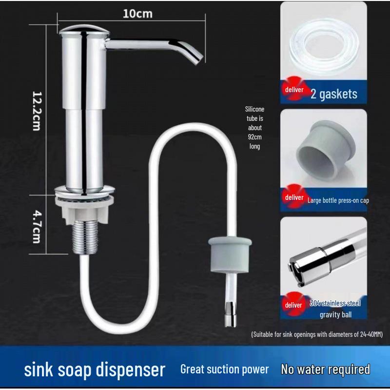

Kitchen Sink Soap & Detergent Dispenser with Pump and Extension Tube for Dish & Vegetable Washing