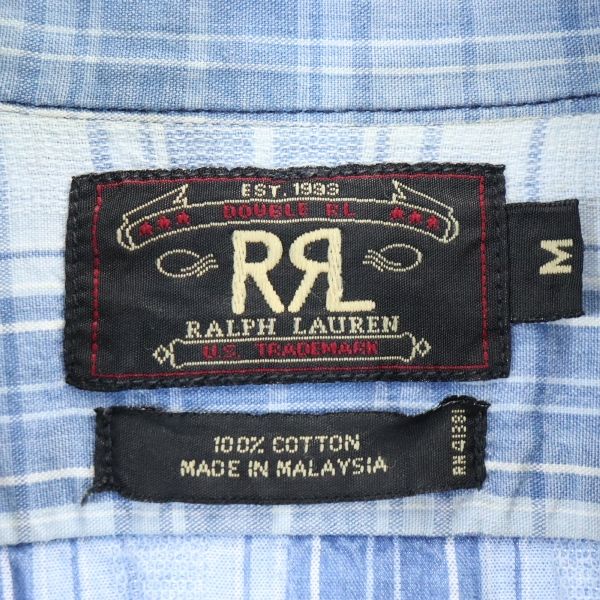 RRL 90s Black tag, initial tag, red three stars Check Pattern Short sleeve shirt Men's Used
