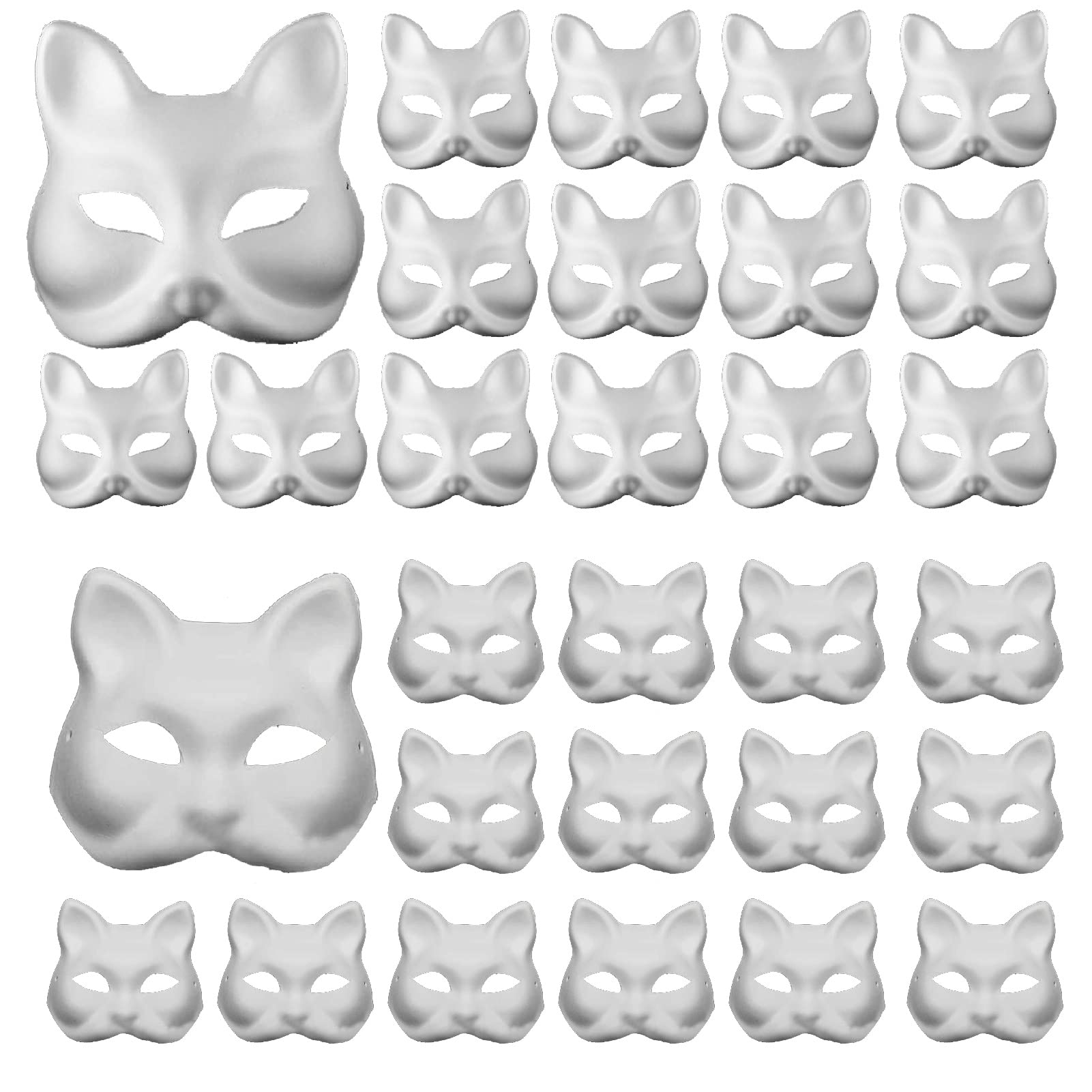 

Famimueno Fox and Cat Handmade Halloween Cat Masks White Fox Masks 25 White Cat Masks, Cosplay, Painted, (25 + Masks)