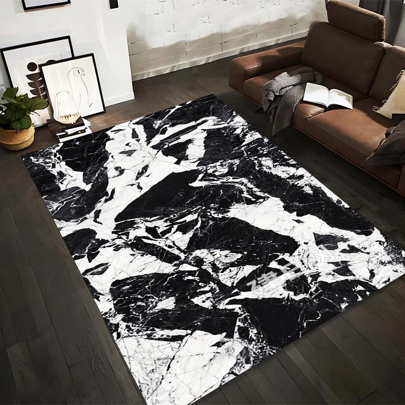 

Modern Black and White Marble Pattern Carpet for Living Room Decor Suitable for use as an anti-slip for living room bedroom sofas 40x60cm( 15x23in )
