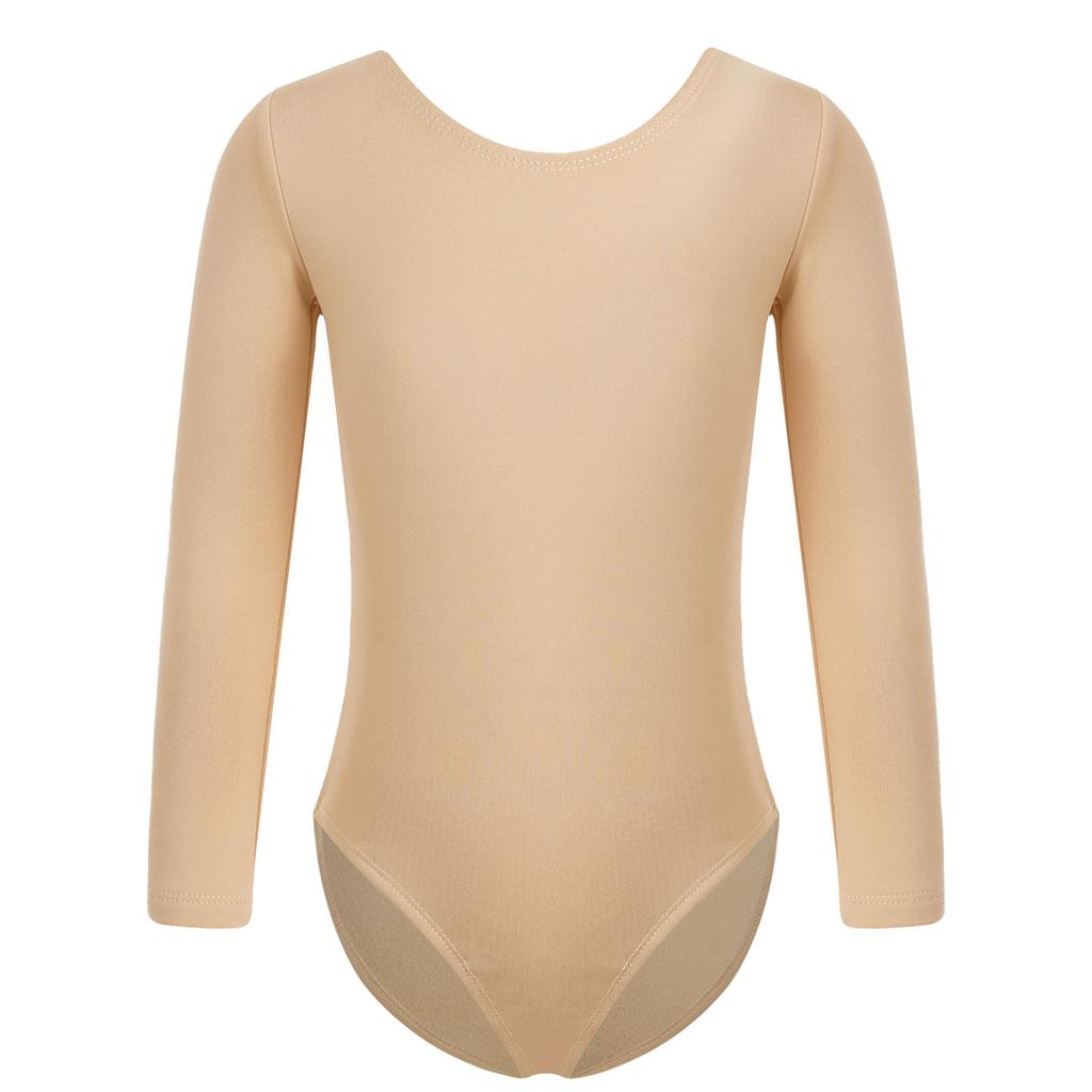 Body cu maneci lungi căptușit cu fleece pentru fete, maieu, culoare uni, pentru dans, gimnastică, balet, încălzire