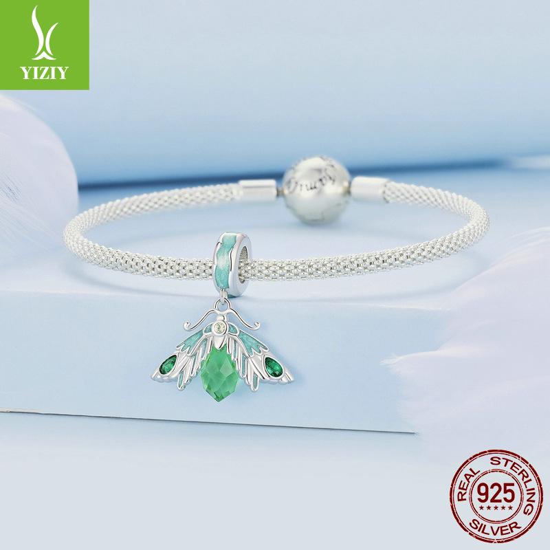 Ziyun Green Oil-Dripping Moth S925 Silver Necklace, Bracelet & Pendant Set