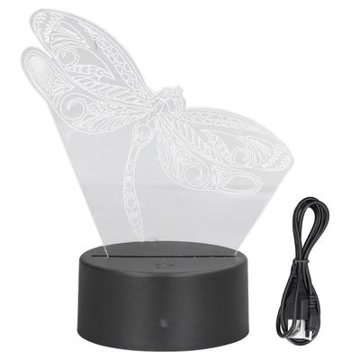 Libellenmuster 3D Licht 7 Farben wechselndes LED Nachtlicht USB Batteriebetrieben 3D Dekorative Lampe