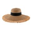 Summer Foldable Portable Sun Hat For Women Elegant 15cm Diameter Large Wide Brim Straw Hat Ruffia Edge Gorras Beach Cap