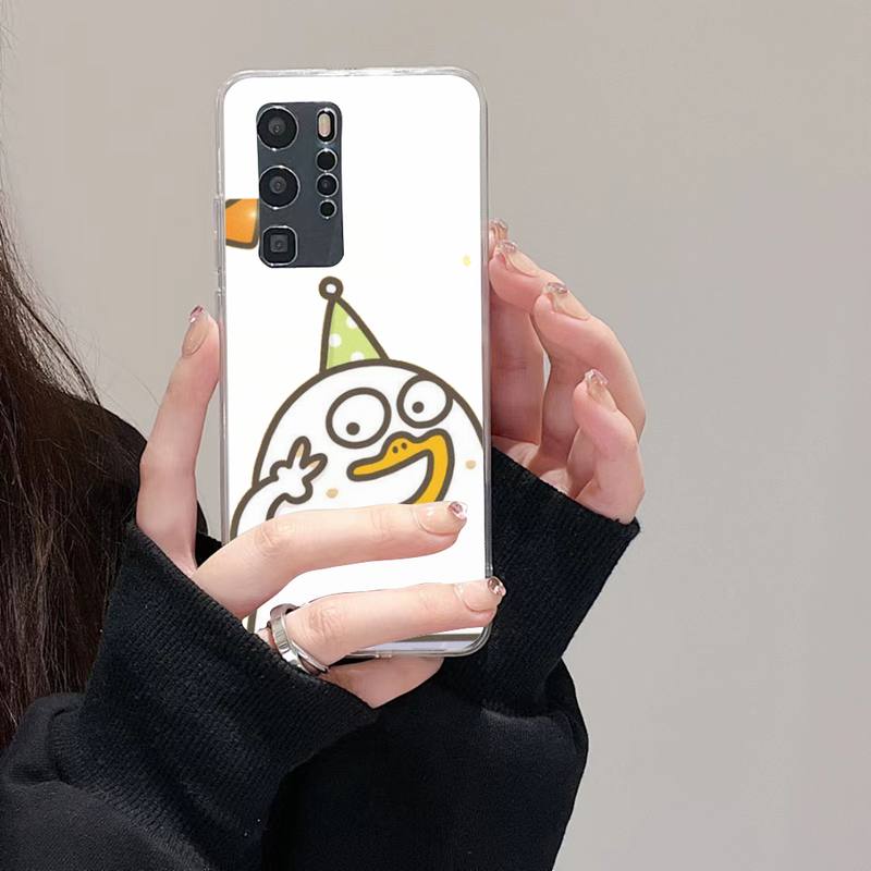 Cartoon Duck Phone Case For Huawei Mate P10 P20 P30 P40 P50 Smart Z Honor 50 60 70 Pro Lite Transparent Case