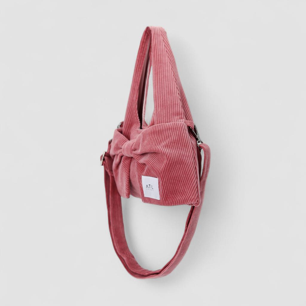 Atil Studio Corduroy Mini Ribbon Hobo Dot And Crossbody Bag _ [Dusty Pink]