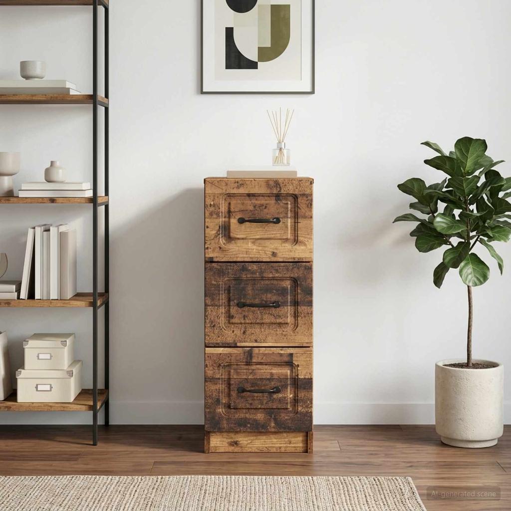 Drawer Cabinet Reclaimed Wood Look 33 x 34.5 x 87 cm Particleboard