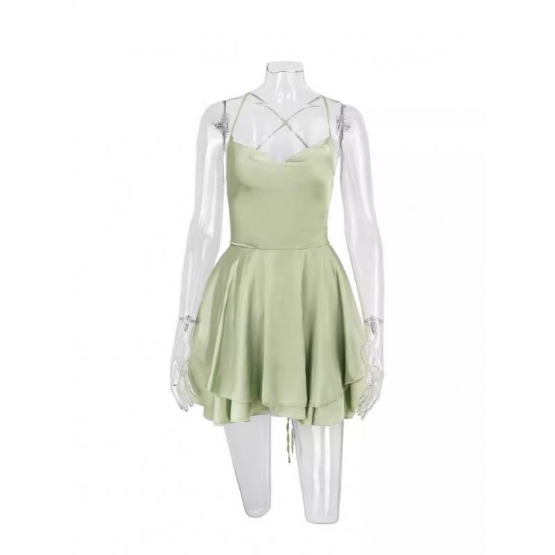 2024 European & American Backless Satin Sling Dress: Women's Summer Fashion