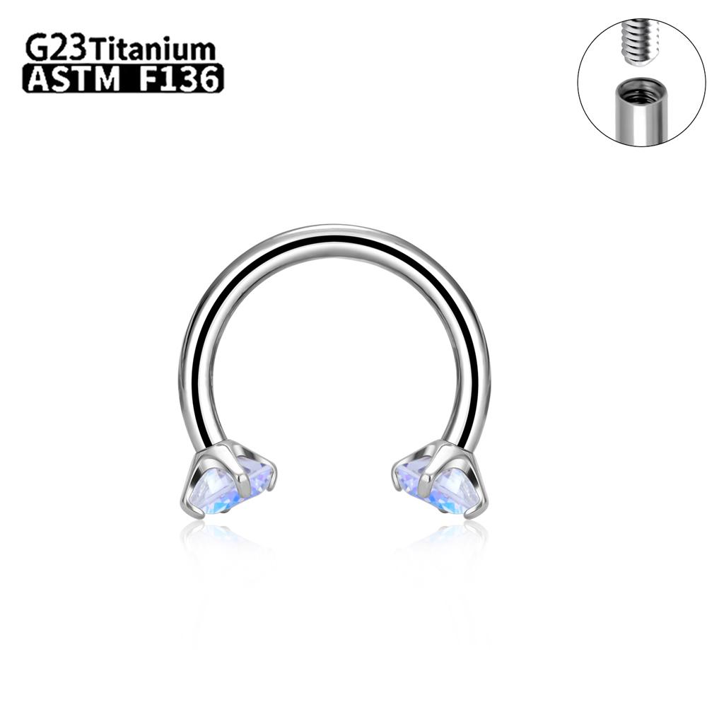 1/5/50Pcs G23 Titanium ASTM-F136 Piercings Nose Ring Internal Thread C Rod Zircon Body Jewelry For Women