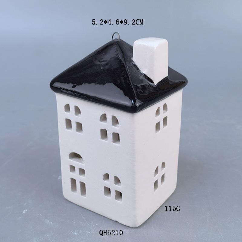 

Strictly selected Christmas ceramic house pendant LED luminous hollow with chimney candlestick decoration Christmas house pendant
