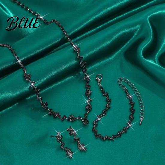 Braut-Halsketten-Ohrring-Set 3 Teile/Set Damenschmuck Strass-Choker