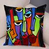 Abstract Painting Cushion Cover Decoration Nordic Style Colorful Cartoon Girl Pillowcase Sofa Home