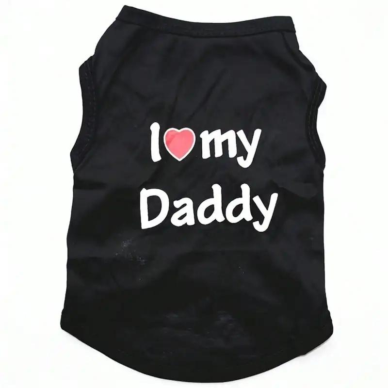 Dog Vest I Love My Mommy Daddy Puppy T-Shirt Summer Sleeveless Pet Clothing for Small Medium Dogs Cats Apparel