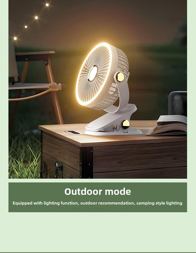 USB Rechargeable Clip-On Fan with Night Light for Dorms and Offices