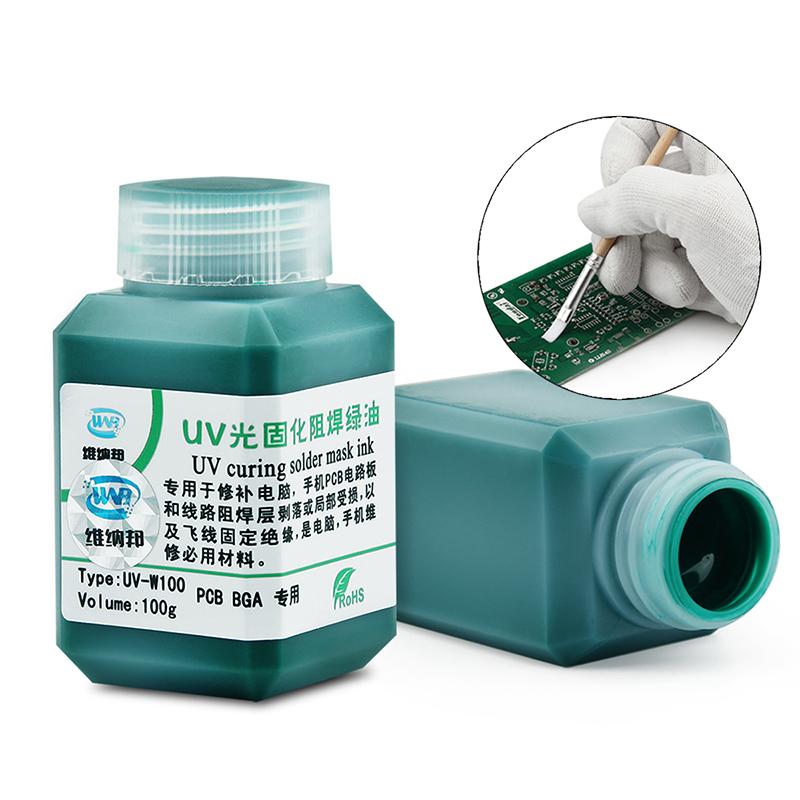 100g UV Solder Mask Ink Green/Black/Blue/Red/Yellow/White Welding Paint Oil BGA PCB Repair Prevent Corrosive Arcing
