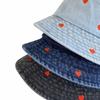 Butterfly Pattern Denim Bucket Hat Wide Brim Sun Hat Breathable Beach Hat  Spring and Summer