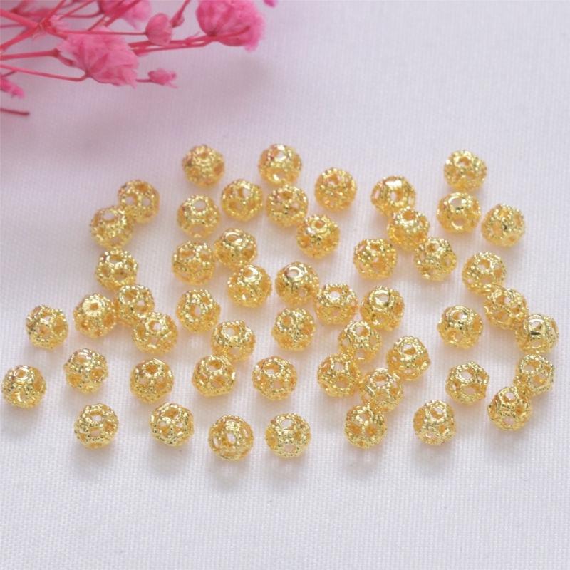Round Spacer Beads for Jewelry Making Gold Silver Color Copper Beads Separators