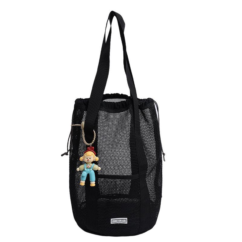 

Повседневная сетчатая ажурная сумка-тоут однотонная ультралегкая сумка-мешок на шнурке сумка для стирки дорожная сумка для хранения и организации no pendant