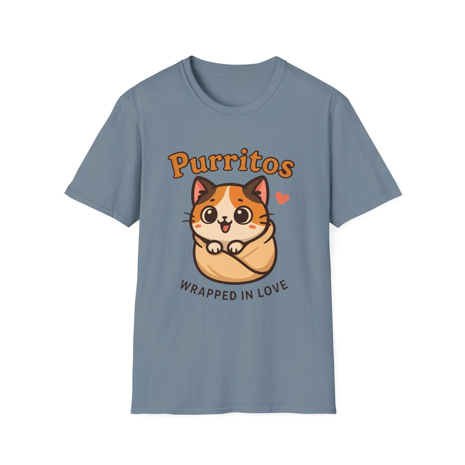 Unisex Softstyle T-Shirt Mens Womens Tees Top Calico Kitten Funny Purritos Wrapped in Love Cat Tee XL