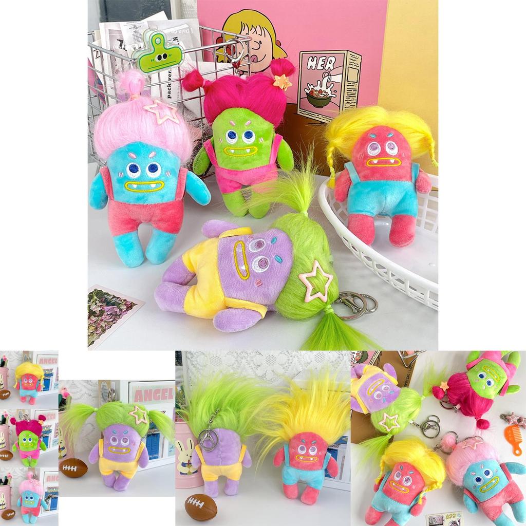 Adorable Fluffy Plush Keychain Doll Cute Cartoon Character For Girls And Students