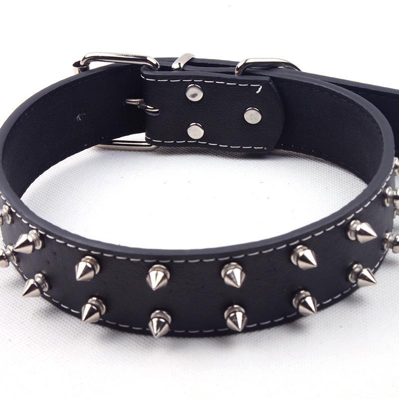Haustierhalsband Punk-Stil PU Weidennagel-Halsband Spezielles Halsband für mittelgroße und große Hunde Halskette Hundehalskette black