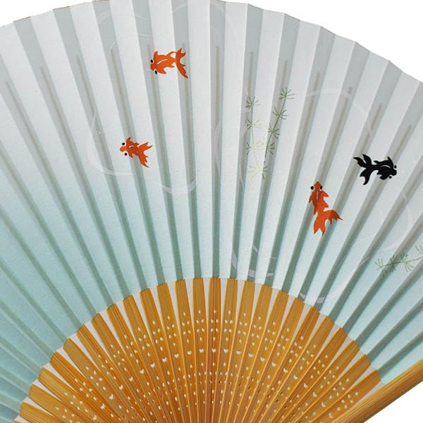 Painted Folding Made In White Goldfish Scented High-quality Fan, Japan, Bamboo, Medium-sized Engraving, Pearlescent, Design,