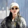 Dilireba's same style cat-eye sunglasses for women, white frame, vintage Korean style Lowry Men's Sunglasses