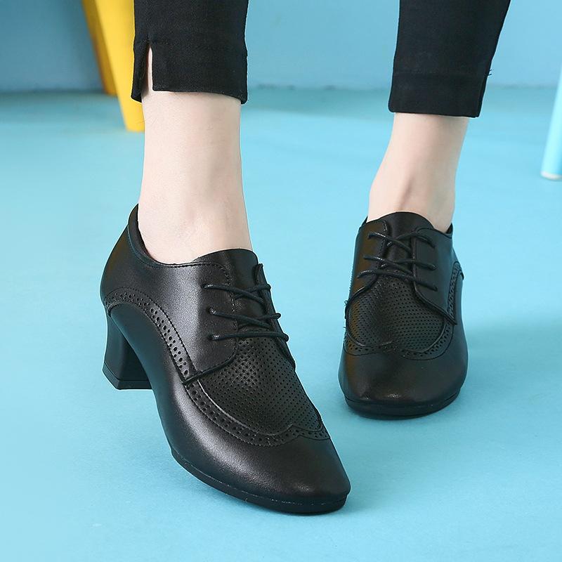 Girls Tango Salsa Performence Practice Woman Sneaker Ballet Shoes Women Latin Dance Shoes Leather Lace-up Ballroom Shoe