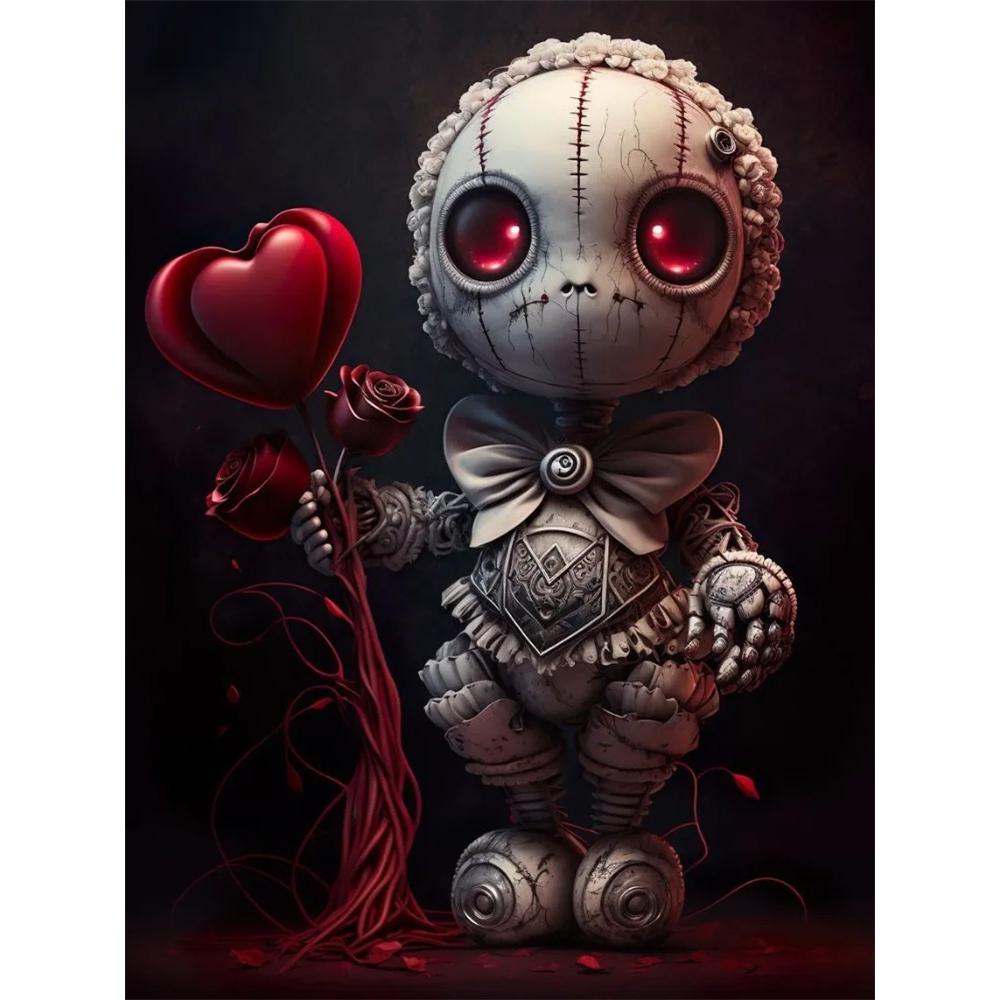2026 New Dark Gothic Automaton Doll 5d Full Diamond Painting Skeleton Cartoon Character Crystal Cross Stitch Mosaic Home Decor