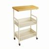 Sturdy Metal Frame Rolling Cart with Mesh Baskets 360° Rotating Wheels