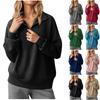 Damen Quarter-Zip Pullover Sweatshirt Lockerer Schnitt Lässig Einfach Langarm Leichtes Oberteil für den Alltag