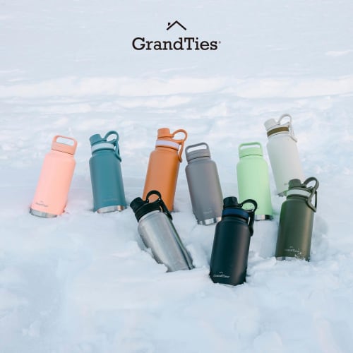 GRANDTIES Vacuum Insulated Stainless Steel Wide Mouth Water Bottle, 709ml, with Two Lids, Direct Drinking, Keeps Hot or Cold Water Hot for 12 Hours, K