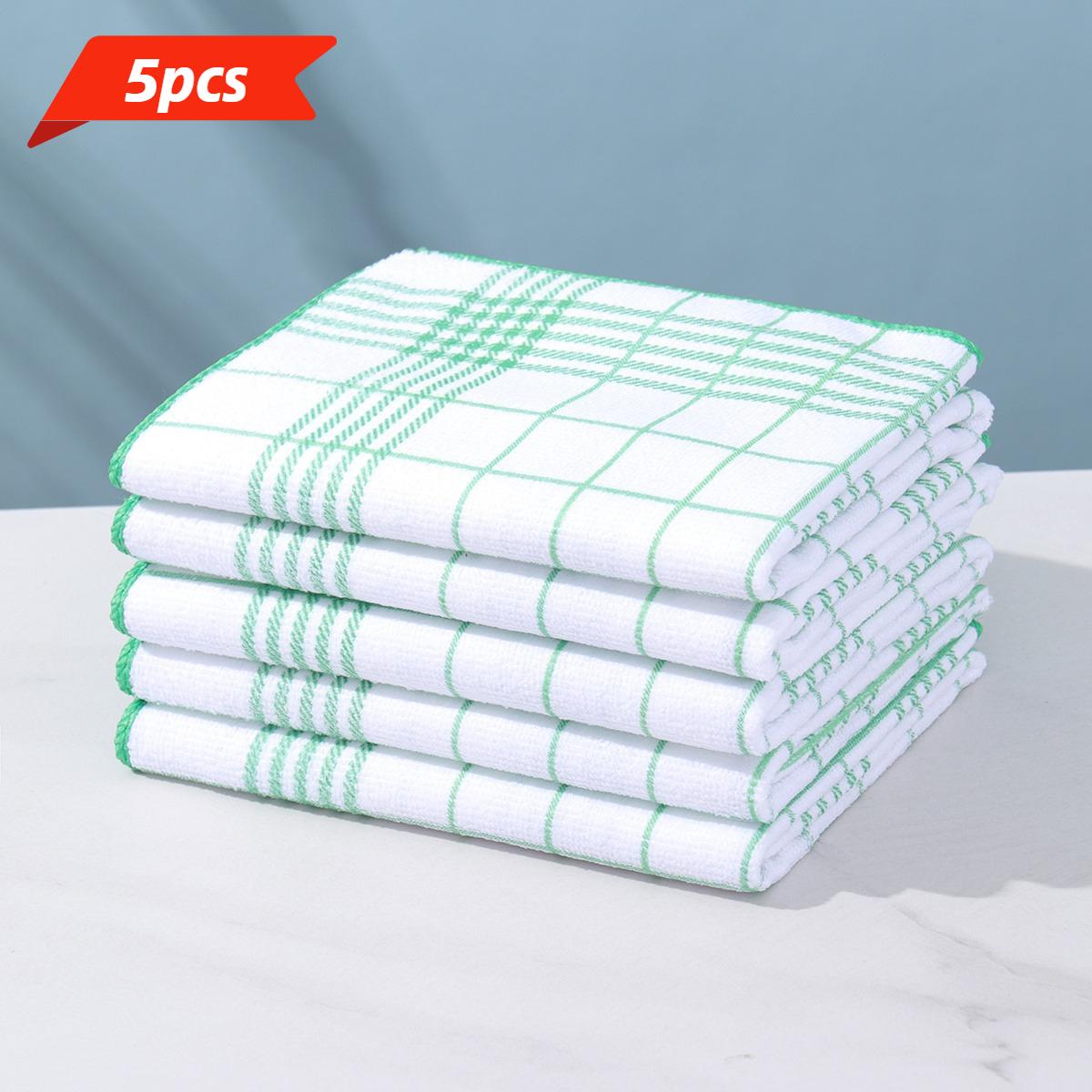 

5 шт. Абсорбирующие и не оставляющие ворсинок кухонные салфетки, Подходят для быстрой уборки, Подходят для кофемашин, 4 цвета кухонные полотенца 5pcs зелёный