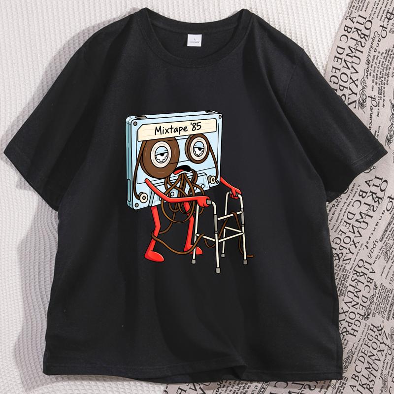 Funny Old Cassette Tape Tshirt Casual Cotton Short Sleeve Round Neck Tshirt Vintage Game Graphic Tees Men Women Clothing