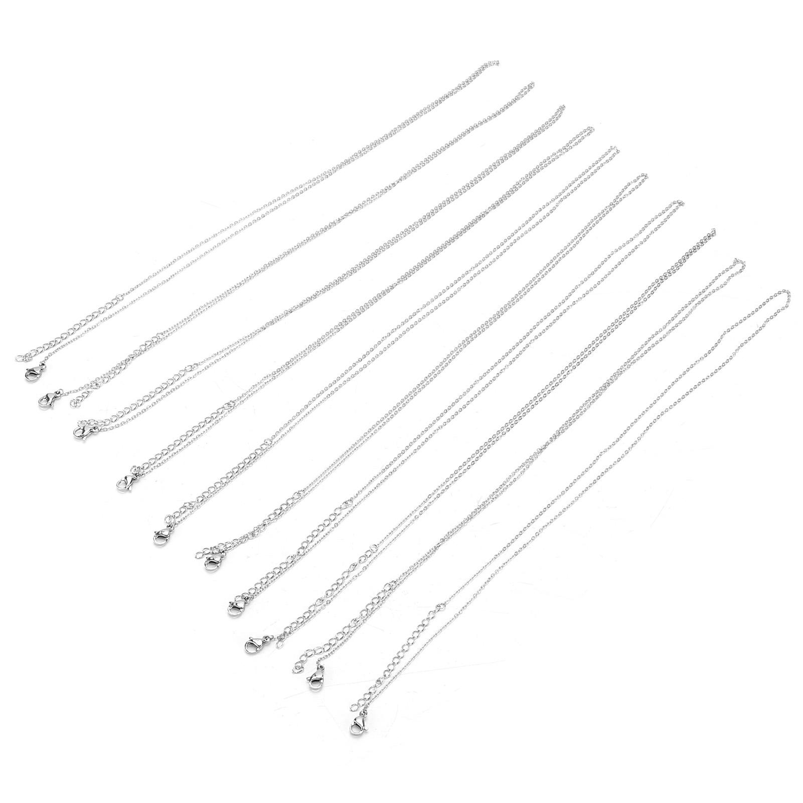 

10pcs Necklace Chains DIY Simple Fashionable Stainless Steel Chockers for Men Women Craft Decoration Gift