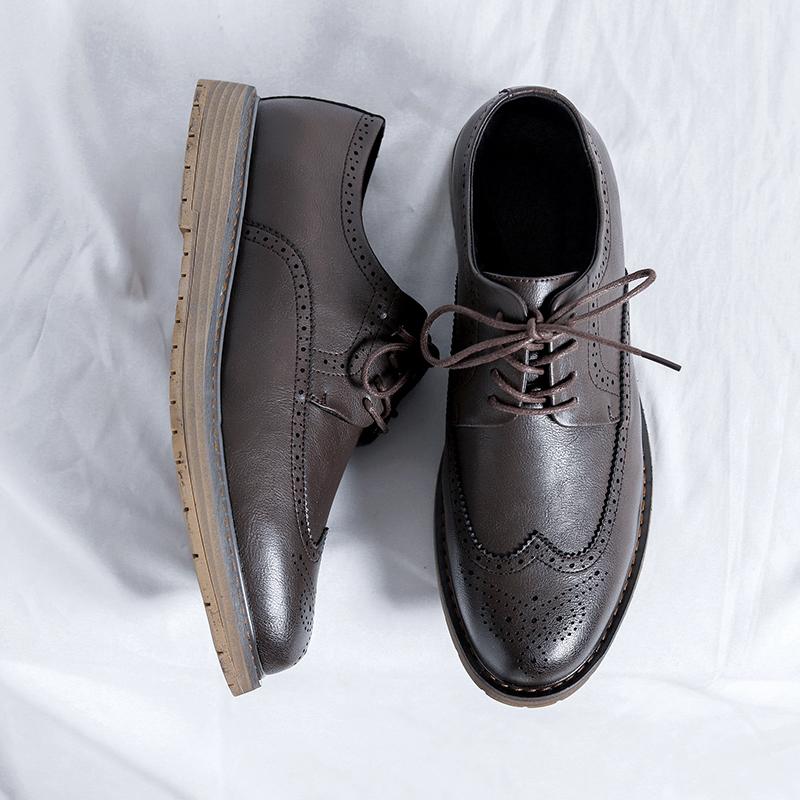 Fashion Business Formal Leather Shoes Casual Mens Oxford Shoes Classic Brogue Shoes Young British Style High Quality Handmade Men Shoes