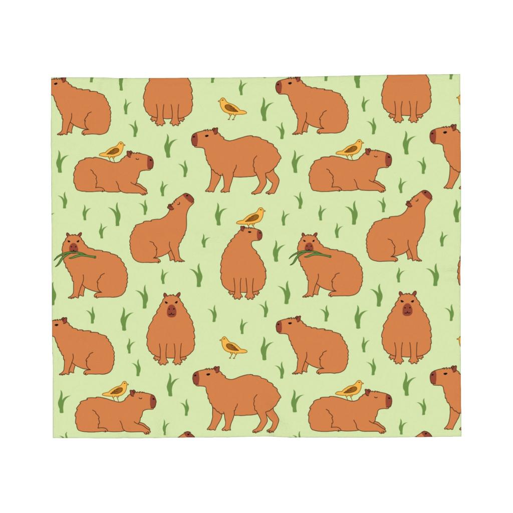 Capybara Cartoon Blanket Fleece Print Multi-function Lightweight Throw Blankets for Sofa Couch Quilt