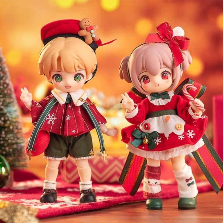 Original Christmas Nagi Animal Kindergarten Wishing Party Series Hanging Card Cute Bjd Action Doll Desktop Decoration Toy Gift