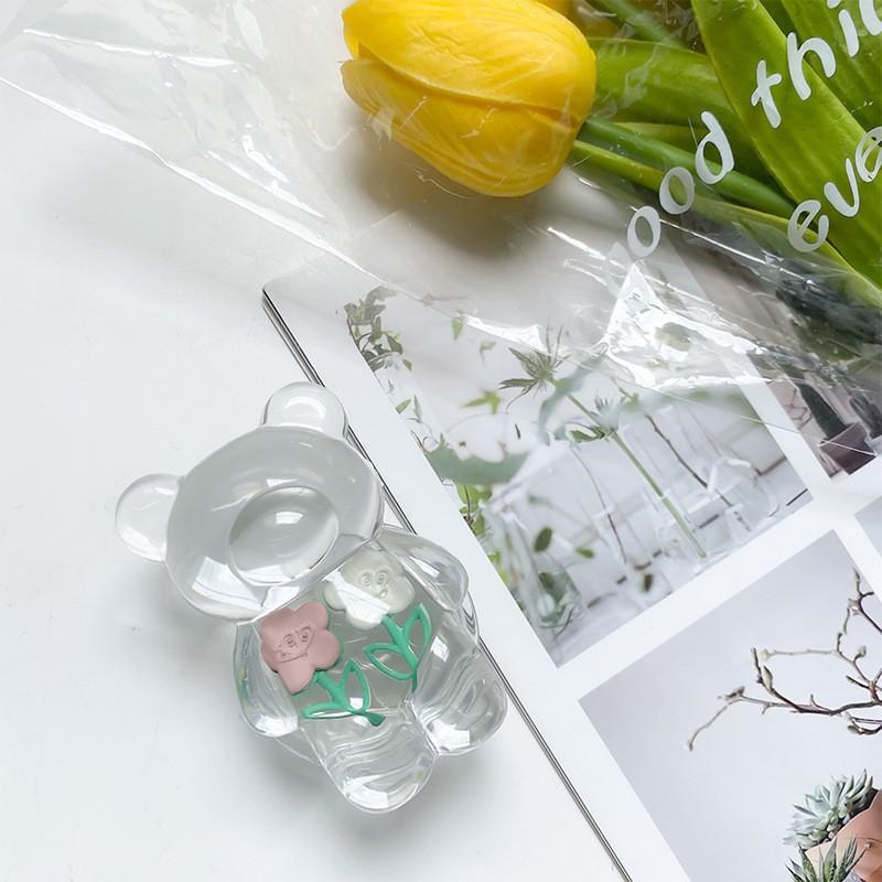 Creative Japanese Flower Transparent Bear Phone Airbag Bracket Korean Ins Desktop Stable Support Portable Telescopic