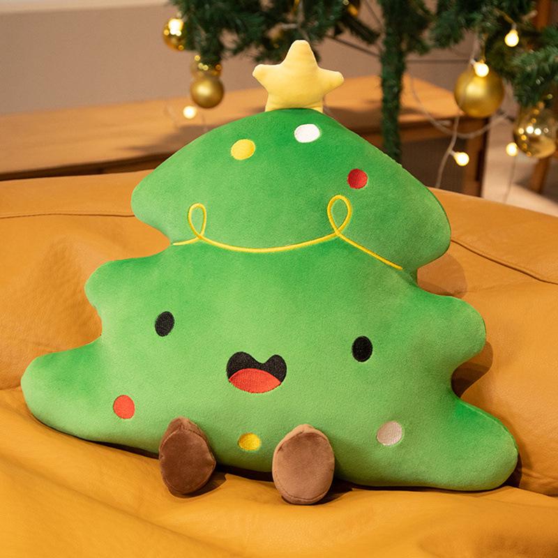 Gingerbread Man Pillow & Christmas Tree Cushion Set - Festive Holiday Decoration Gift for Kids