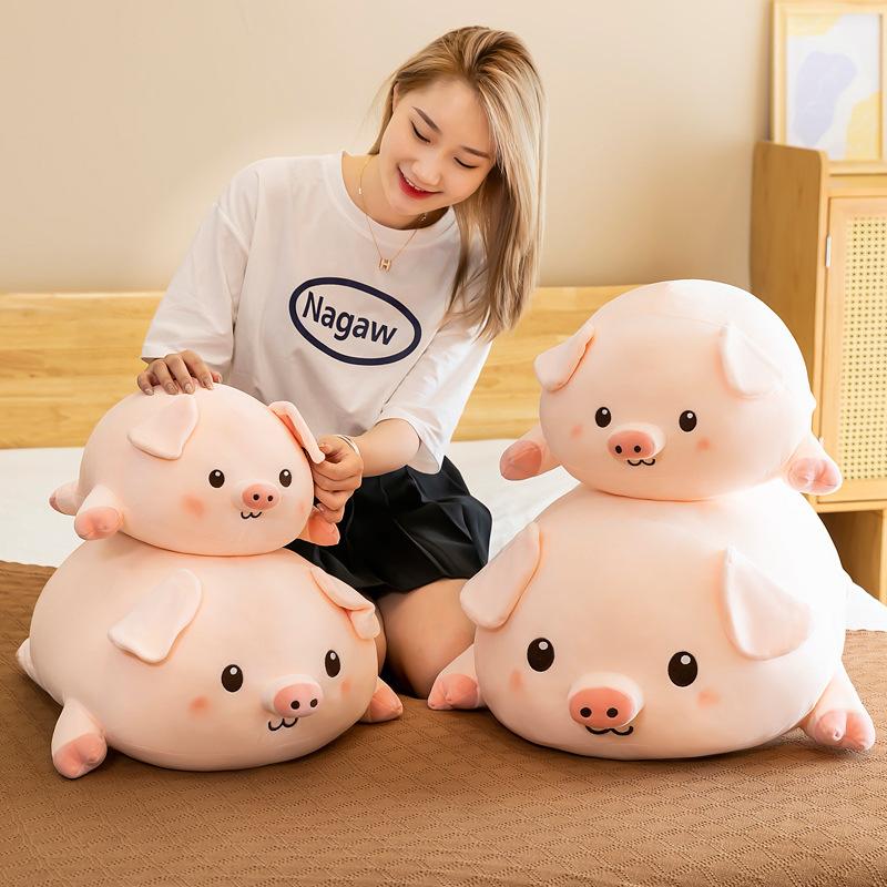 Cute Chubby Piggy Throw Pillow Plush Toy Pig Doll Children Soothing Doll Rag Doll Birthday Gift Female