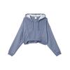 Solid Color Drawstring Cropped Hoodie Women Tops Blue DD4639-493