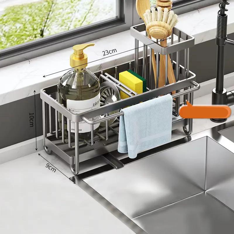 Cloth Rack Kitchen Sponge Drain Rack Sink Countertop Drain Rack Blue Multifunctional Cloth Storage Rack YLE636
