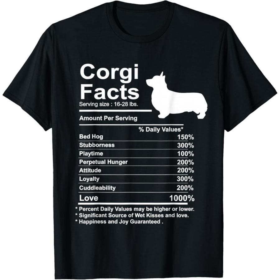 

Funny Corgi Facts Nutrition Gift Cardigan Pembroke T-Shirt XXXXXL чёрный