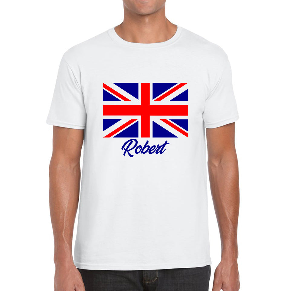 

Personalised UK United Kingdom Flag Your Name Great Britain Union Jack Patriotism Proud British Citizen Long Live UK Forever Mens Tee Top 4XL